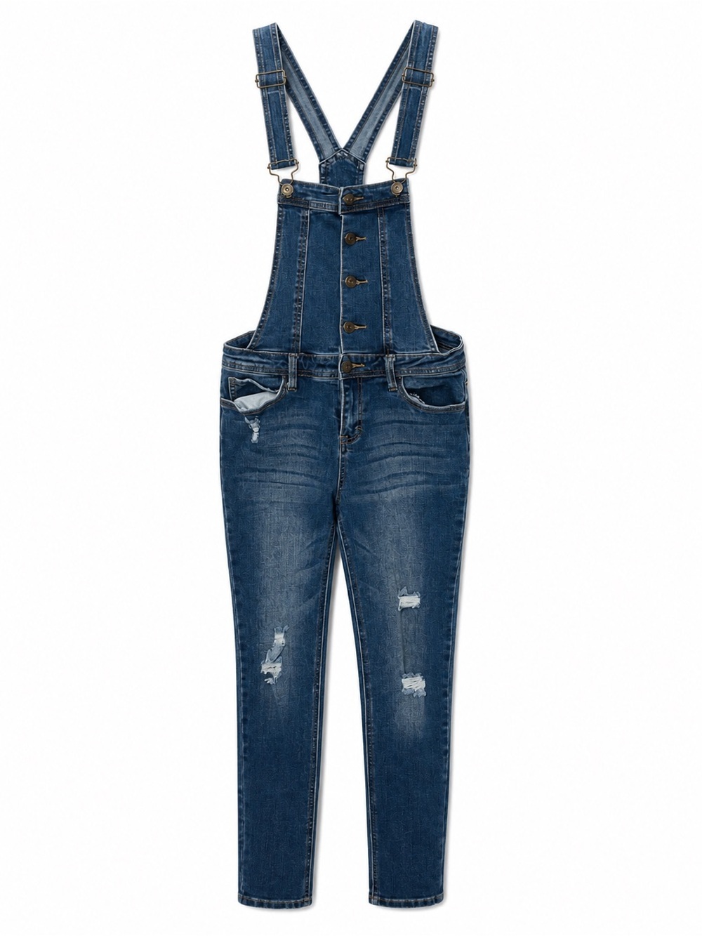Vanilla Star Denim Overall Jumpsuit – Adjustable Straps | Distressed Detail